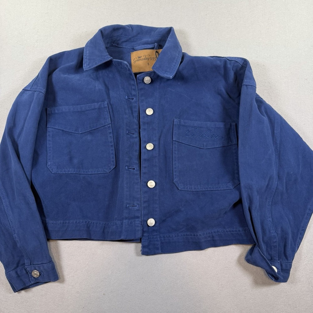 Gameday Social UNC Tar Heels Blue Cropped Cotton Twill Jacket Small NWT
